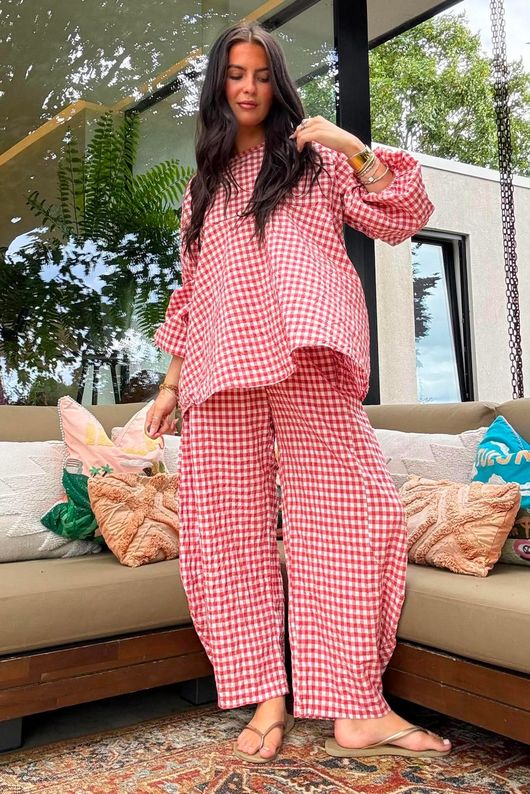 Nonni Gingham 7/8 Barrel Pant Jam